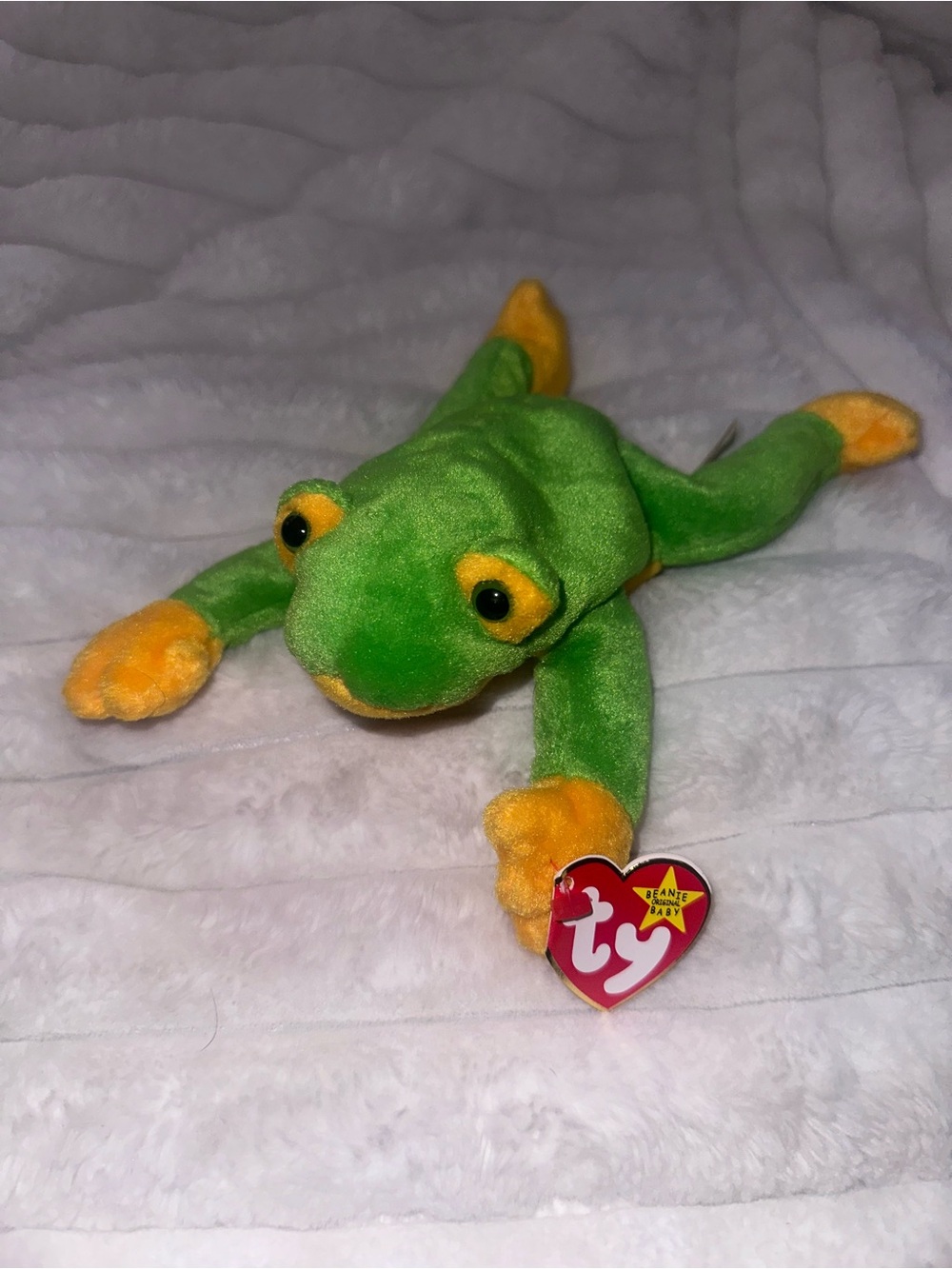 Ty Green and Yellow Plush Frog